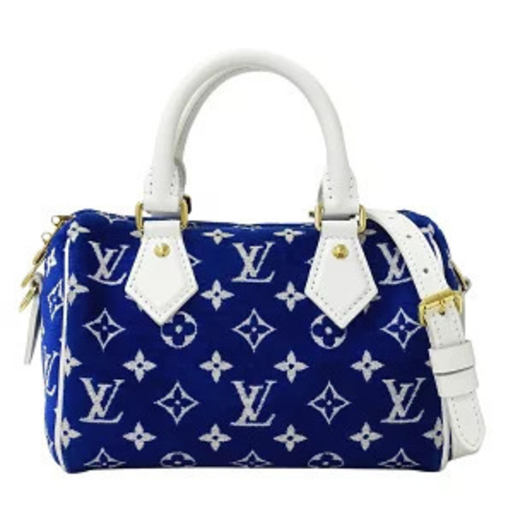 Louis Vuitton Bag Jacquard Velvet Handbag Speedy Bandouliere Blue